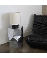 Dan Led Classic Table Lamp with Cream Tapered Drum Shade and Heavy Ceramic Base, Bulb Included (14")