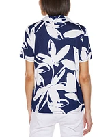 Belldini Women's Floral Button Front Knit Top