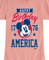 Hybrid Apparel Big Girls Disney Mickey Happy Birthday Americana Graphic T-Shirt