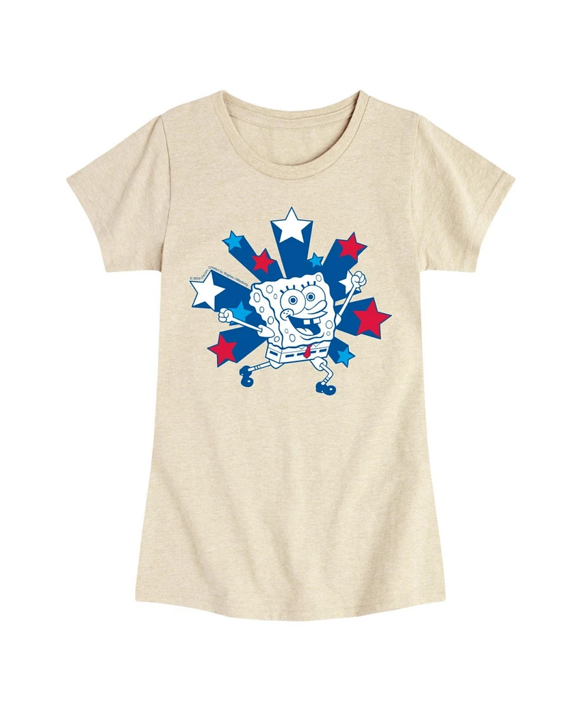 Hybrid Apparel Big Girls Sponge Bob Square Pants Americana Stars Graphic T-Shirt