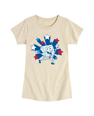 Hybrid Apparel Big Girls Sponge Bob Square Pants Americana Stars Graphic T-Shirt