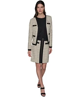 Karl Lagerfeld Paris Women's Tweed Open-Front Framed Jacket