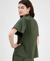 Anne Klein Women's Flutter-Sleeve Button-Front Blouse