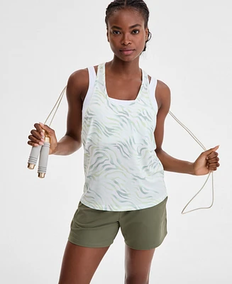 Id Ideology Women's Fluid Zebra Printed Racerback Tank Top, Exclusively at Macy's