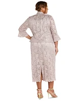 R & M Richards Plus Lace Dress Ruffled Jacket