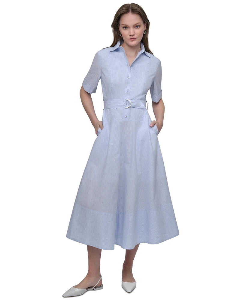 Dkny Jeans Women's Dropped Waist Button-Front Collared Dress - EDS