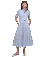 Dkny Jeans Women's Dropped Waist Button-Front Collared Dress - EDS