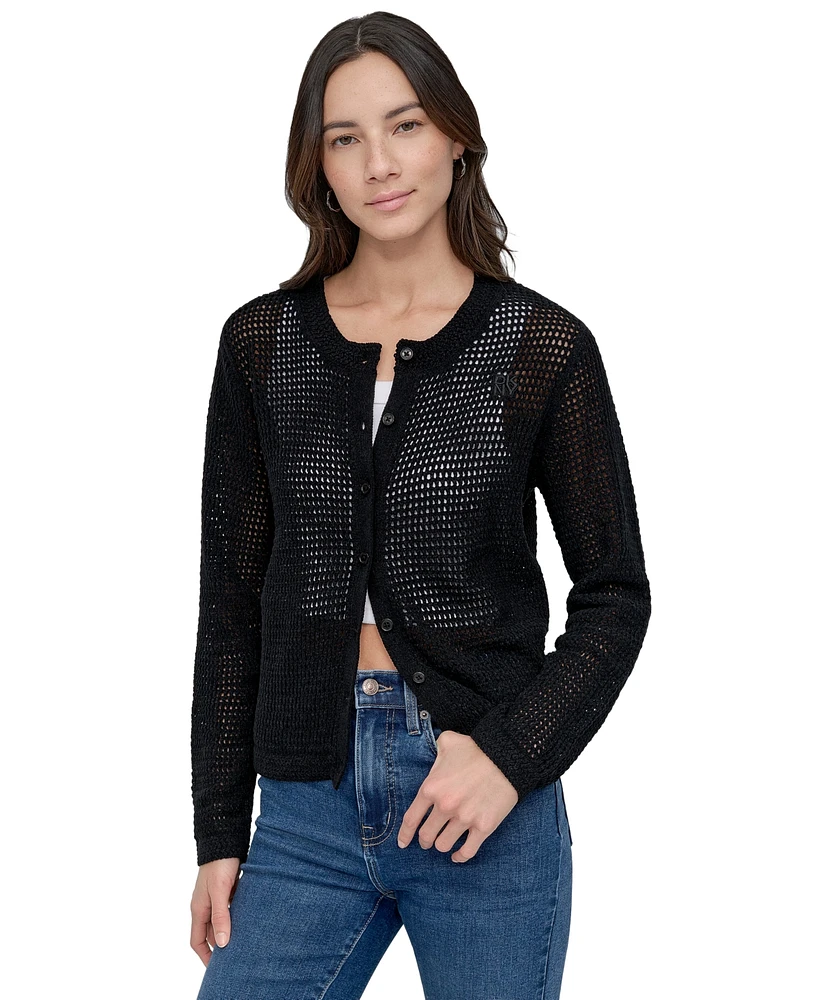 Dkny Jeans Women's Baby Chenille Open-Stitch Long-Sleeve Cardigan