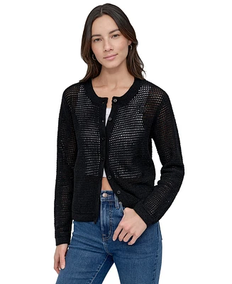 Dkny Jeans Women's Baby Chenille Open-Stitch Long-Sleeve Cardigan