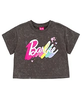 Barbie Toddler Girls French Terry Cropped Drop Shoulder T-Shirt and Skirt Outfit Set