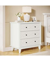 Tribesigns 31.5" W Oversized Modern Nightstand for Bedroom, Large 3 Drawers Tall Bedside Table, Sofa Side End Table, Wide Storage Cabinet for Liv