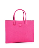 Pre-Owned Versace Large La Medusa Tote Embossed Canvas
