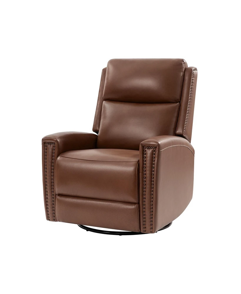 Osvaldo Genuine Leather Swivel Rocker Power Recliner with Usb Port