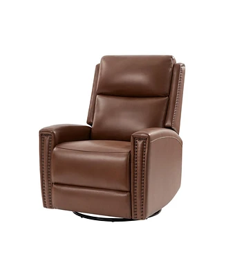 Osvaldo Genuine Leather Swivel Rocker Power Recliner with Usb Port