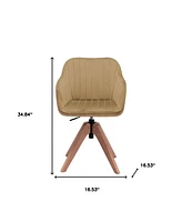 Velvet Arm Chair with Wooden Legs for Dining Room Table or Sitting Area