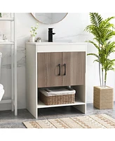 25 Inch Bathroom Vanity Sink Combo Cabinet with Doors and Open Shelf