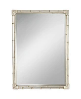 Takeo Rectangular Vanity Decorative Wall Mirror Modern Rustic Style Distressed Silver Faux Bamboo Frame Beveled 31" Wide for Bathroom Bedroom Liv