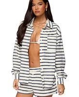 Edikted Women's Collins Oversized Striped Button Up Shirt