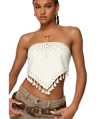 Edikted Women's Stud & Tassel Handkerchief Top