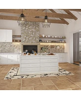 Kitchen island with 8 drawers, kitchen island storage table, coffee station and microwave rack for home, dining room, white, wood