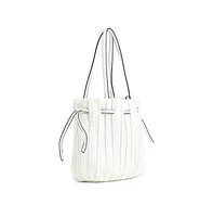 Women's Tug-And-Go White Bucket Bag