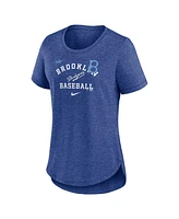 Nike Women's Heather Royal Brooklyn Dodgers Rewind Arch Mix Tri-Blend T-Shirt