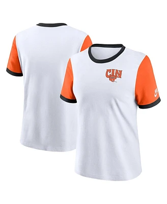 Nike Women's White Cincinnati Bengals Rewind Ringer Tri-Blend T-Shirt