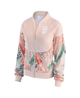 Wear by Erin Andrews Women's Sand San Francisco Giants Raglan Full-Zip Track Jacket