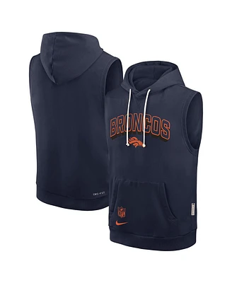 Nike Men's Navy Denver Broncos Sideline Performance Sleeveless Pullover Hoodie