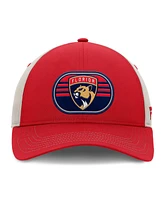 Fanatics Men's Red/Gray Florida Panthers 2025 Stanley Cup Playoffs Locker Room Trucker Adjustable Hat