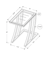 Contemporary Metal Frame Accent Table with Tempered Glass Top