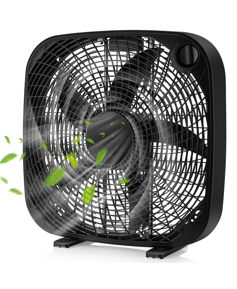 20 Inch Box Portable Floor Fan with 3 Speed Settings and Knob Control
