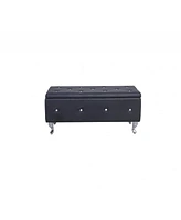 Rectangular Faux Leather Ottoman Bench with Lift-Top Storage