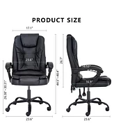 Dyhome Modern Task Chair, Adjustable Reclining Ergonomic Faux Leather Swiveling Pc & Racing Game Chair