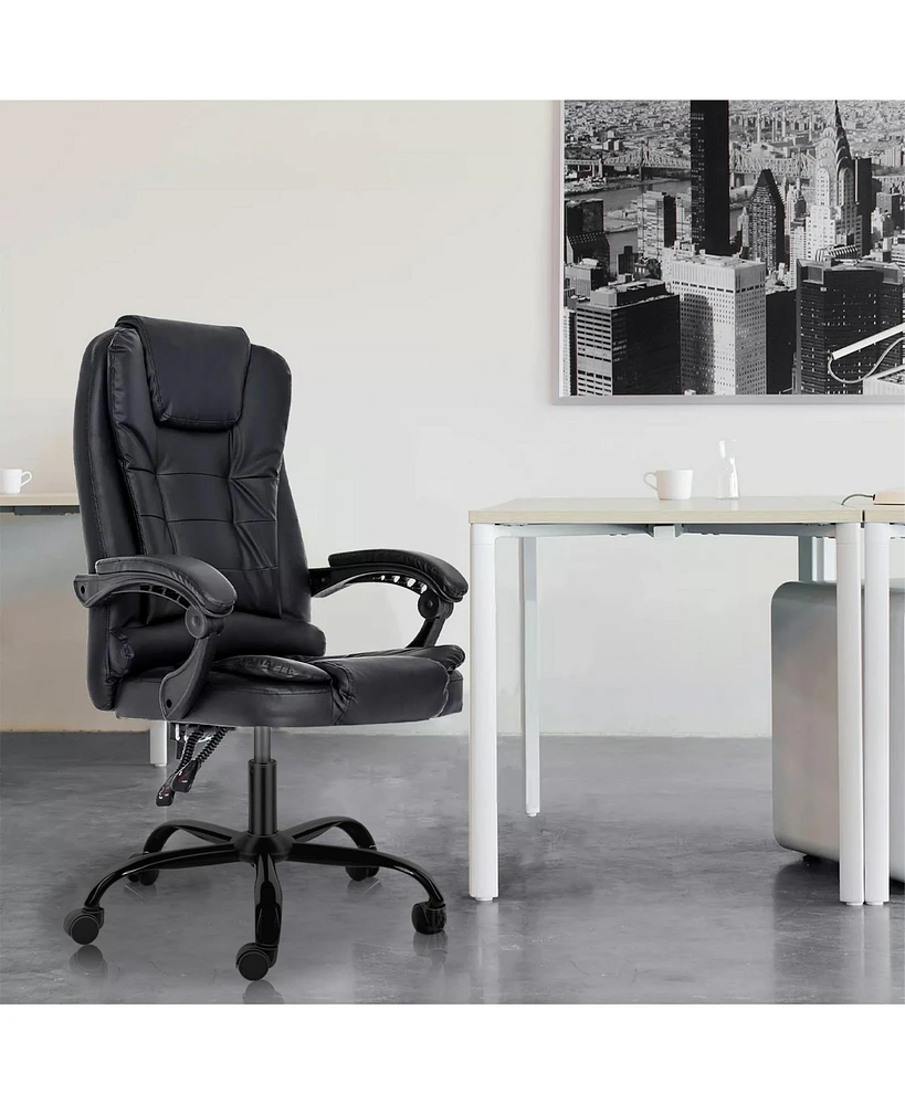 Dyhome Modern Task Chair, Adjustable Reclining Ergonomic Faux Leather Swiveling Pc & Racing Game Chair