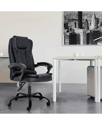 Dyhome Modern Task Chair, Adjustable Reclining Ergonomic Faux Leather Swiveling Pc & Racing Game Chair