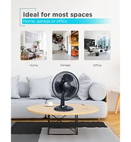 Black+Decker Desk Fan for Home and Office, 12” Fan with 3 Speed Settings, Oscillating Portable Fan, Black