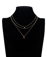 Unwritten Cubic Zirconia Strawberry Pendant Layered Necklace Set