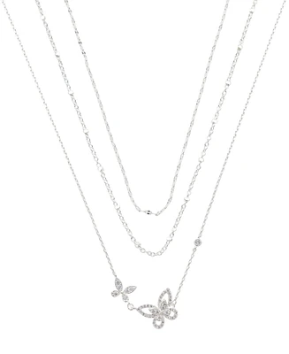 Unwritten Cubic Zirconia Double Butterfly Layered Necklace Set