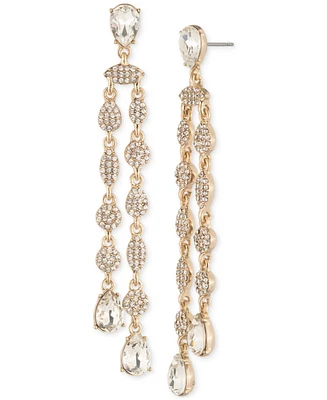 Givenchy Gold-Tone Pave Cluster & Pear-Shape Crystal Statement Earrings
