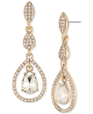 Givenchy Gold-Tone Pave Cluster & Pear-Shape Crystal Orbital Triple-Drop Earrings