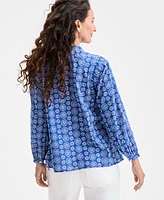 Style & Co Women's Printed Cotton Button-Front Blouse, Exclusively at Macy's