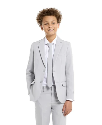 Opposuits Big Boys Groovy Grey Slim Fit Solid Suit Including Blazer, Pants and Clip-On-Tie