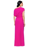 Betsy & Adam Women's Asymmetric Ruched Gown