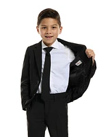 OppoSuits Boys Black Knight Slim Fit Solid Suit Including Blazer, Pants and Clip-On-Tie