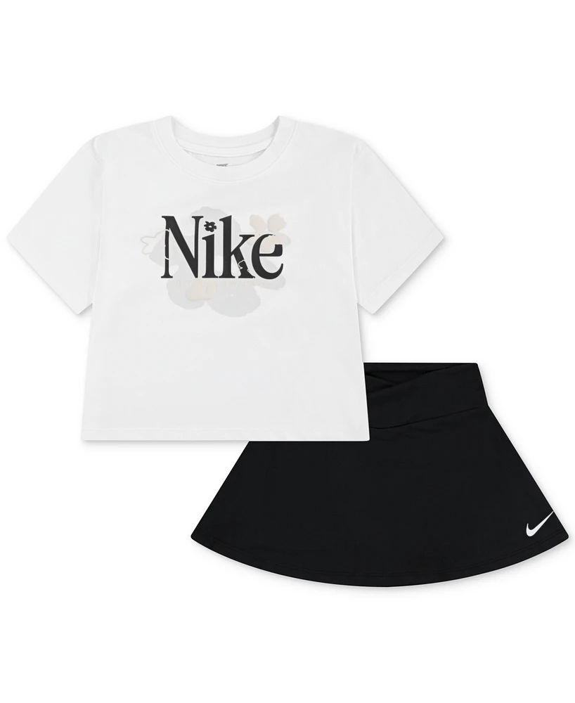 Nike Little Girls Dri-fit Wild Flower T-Shirt & Scooter, 2 Piece Set