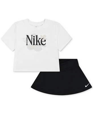 Nike Little Girls Dri-fit Wild Flower T-Shirt & Scooter, 2 Piece Set