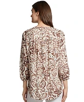 Jones New York Women's Floral Paisley-Print 3/4-Sleeve Top