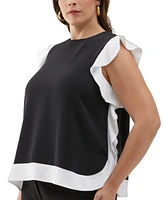 Ella Rafaella Plus Flounce Trim Sleeveless Top