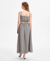 French Connection Womens Gingham Crop Top Gingham Ruched Waist Midi Skirt